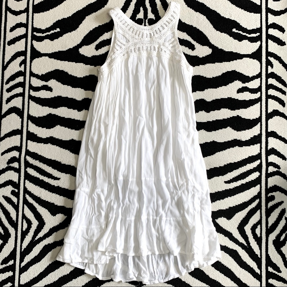 Bohemian Prairie White Gauzy Indian Cotton Dress Size Large